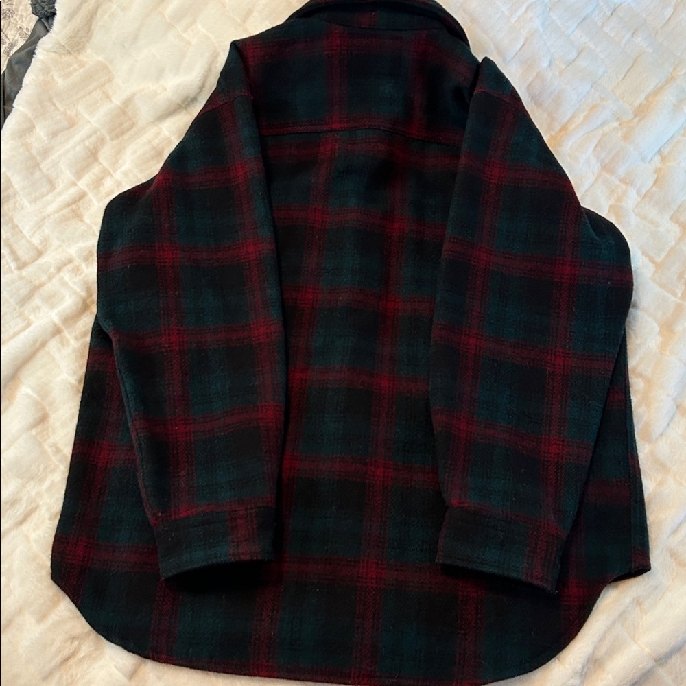 Woolrich Mens Red and Black Checkered Wool Blend Shirt size L - Picture 3 of 3